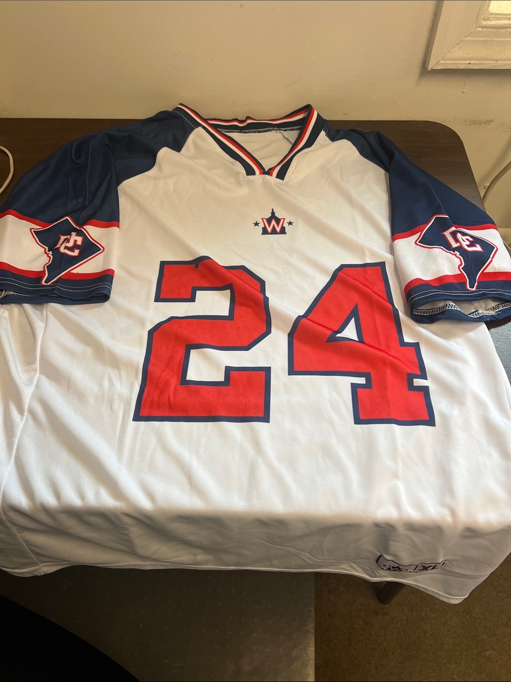 MLB White Jersey with Red and Navy Nationals Logo